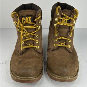 Caterpillar Brown Leather Boots with Yellow Laces
